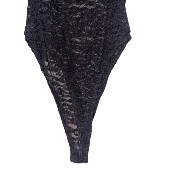 Le Lis Mesh Bodysuit Women Small Cami Tank Lace Edgy Leopard Sheer Black Party - Picture 7 of 11